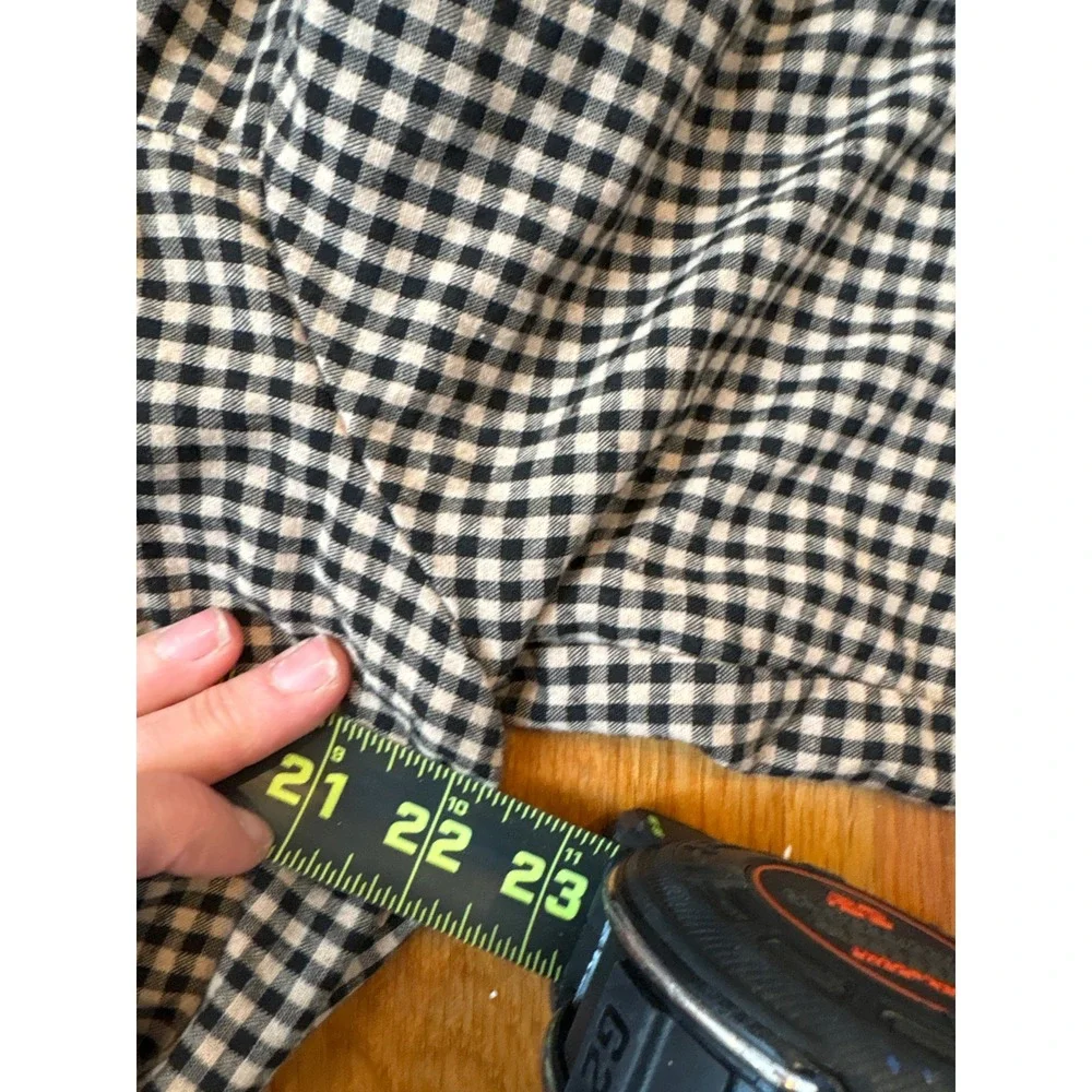 Esby Philippa Gingham Tiered Midi Dress Black Cream Puff Sleeve Large - Picture 5 of 6